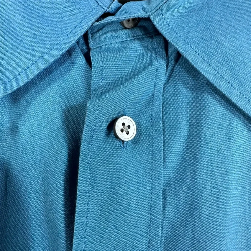 Banana Republic Button Down Mens L Large Turquoise Blue Long Sleeve Cotton Shirt